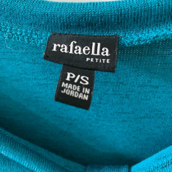 RAFAELLA Top Teal Blue Long Skeeve Knit lightweight stretch petite small ps - Picture 2 of 8
